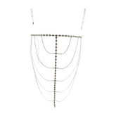 New Women Silver Metal Chain Wave High Waist Belt Rhinestones Size S M